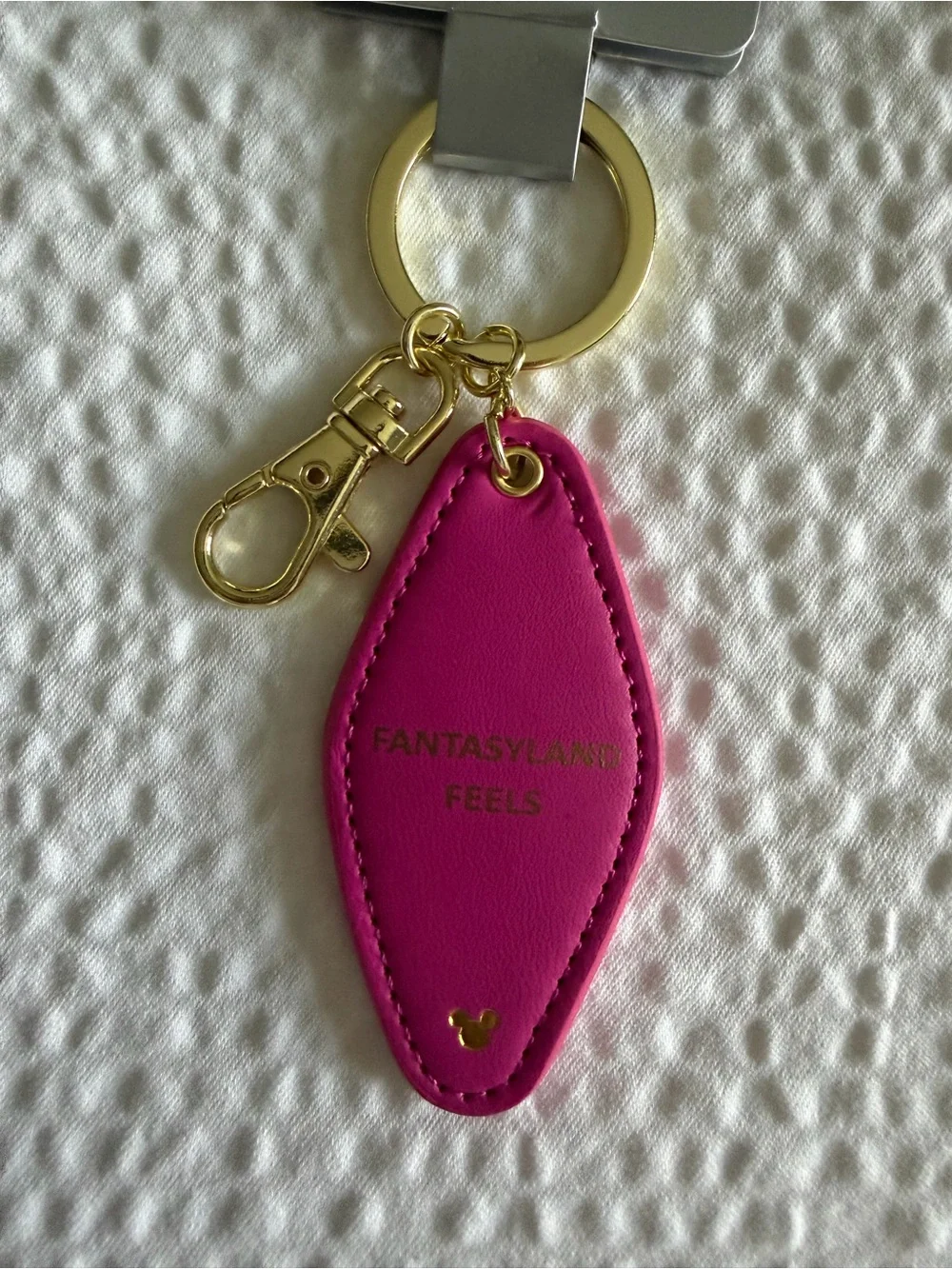 Disney Hot Pink 'Fantasyland Feels' keychain with Gold Hardware